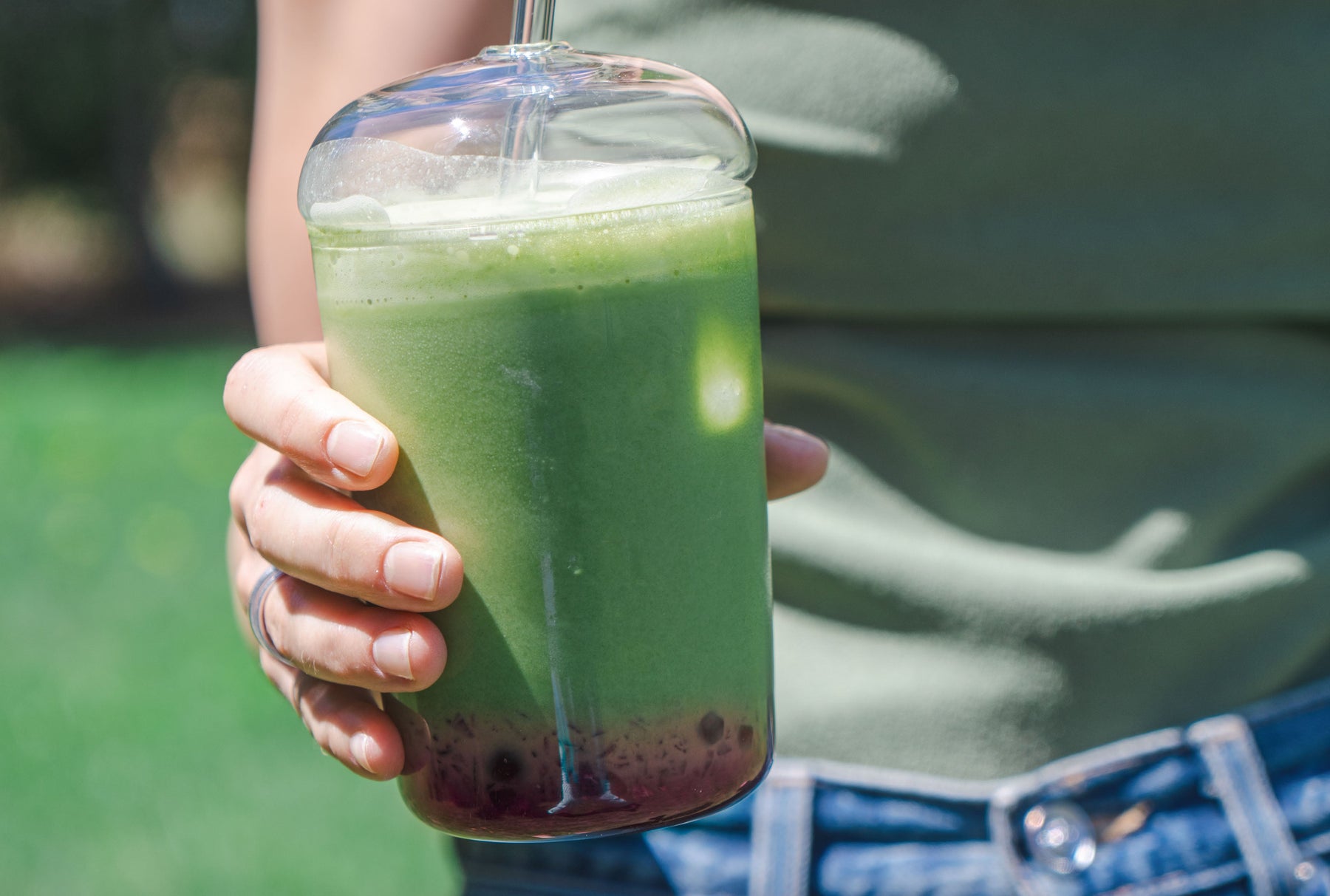 Iced Cherry Pistachio Matcha