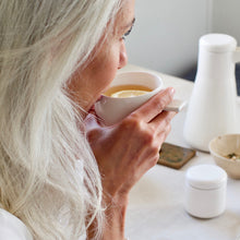 Hand-stitched natural cotton tea bag, plastic-free