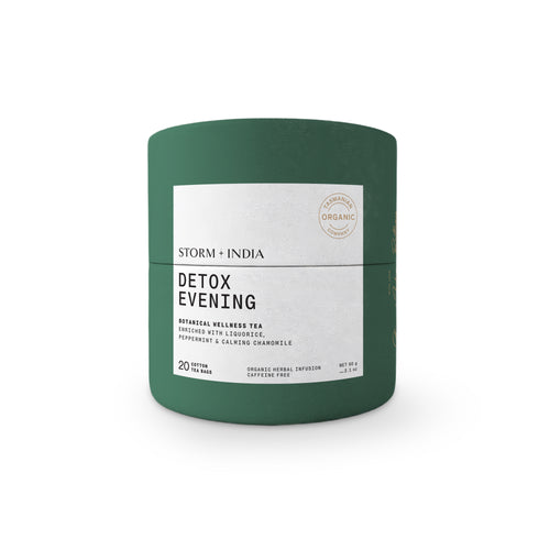 STORM + INDIA Detox Evening certified organic chamomile tea in natural cotton tea bags