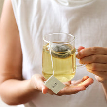 Hand-stitched natural cotton tea bag, plastic-free
