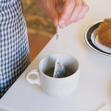 Hand-stitched natural cotton tea bag, plastic-free
