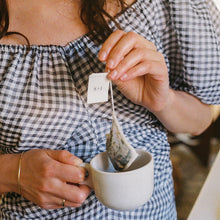Hand-stitched natural cotton tea bag, plastic-free